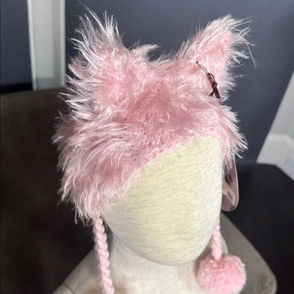 Daisy Baby Infant Fuzzy Lil’ Cat Beanie Hat Pink Size 0-6 months NWT